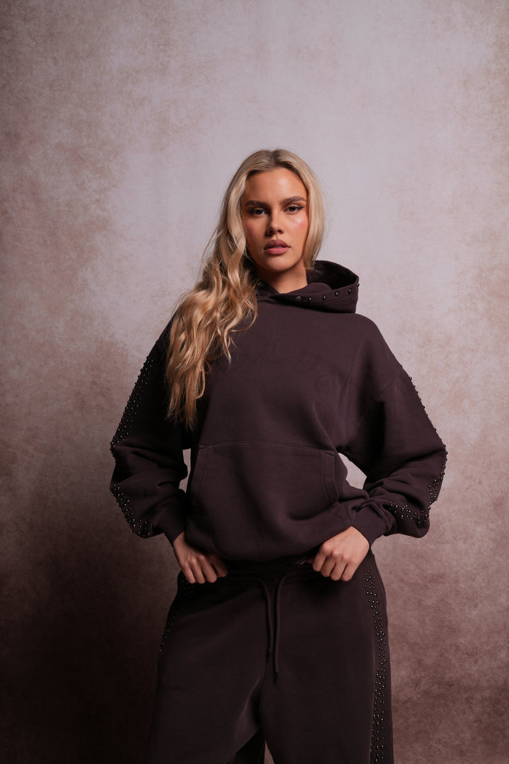 Chopper Stud "Pierce" Hoodie in Darc Garnet Horizon Sun Fade