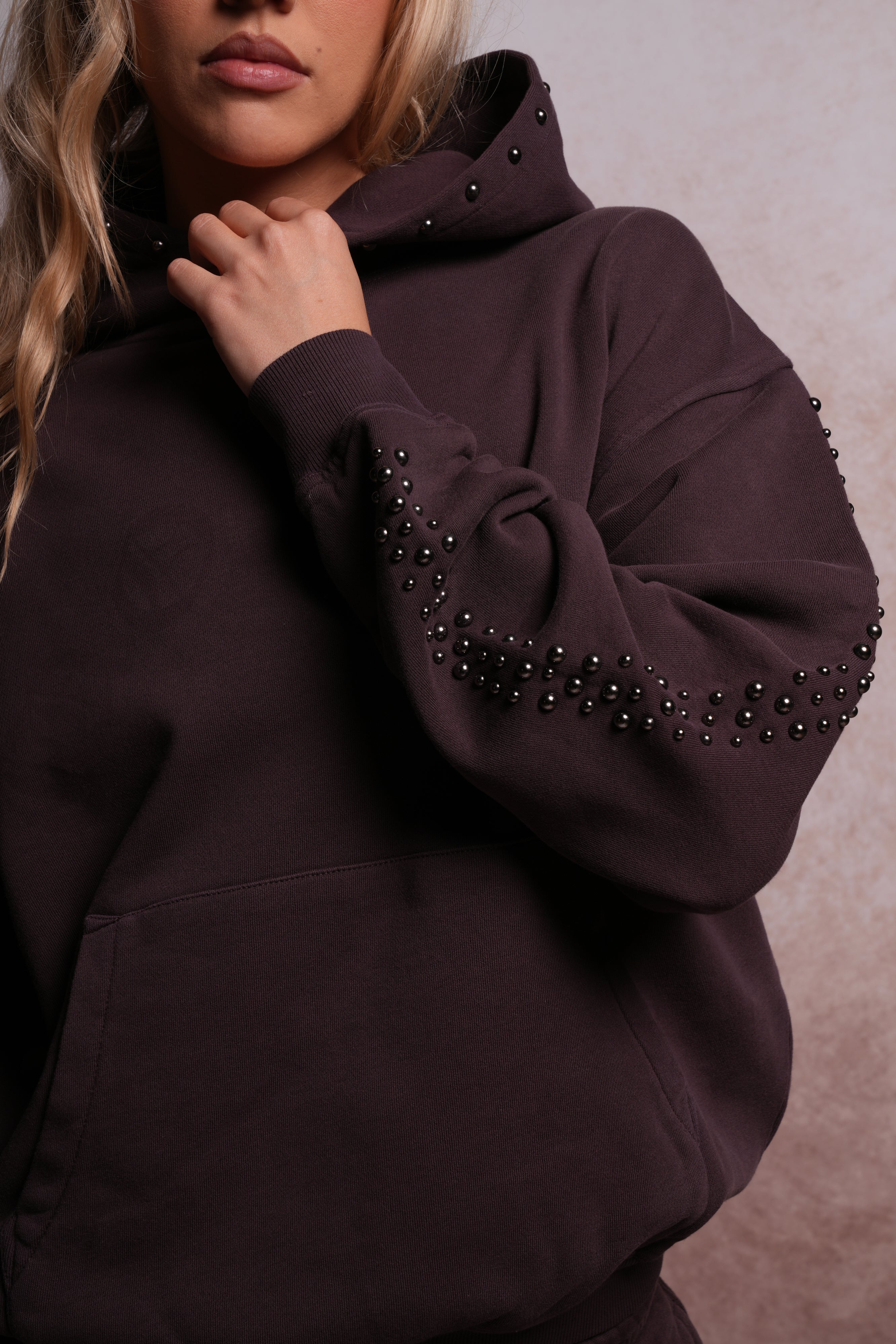 Chopper Stud "Pierce" Hoodie in Darc Garnet Horizon Sun Fade