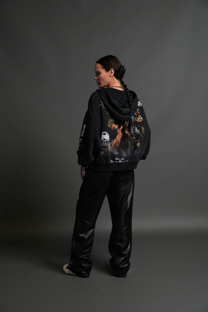 Boba Fett Vex Double Zip Hoodie in Black Drift Wash