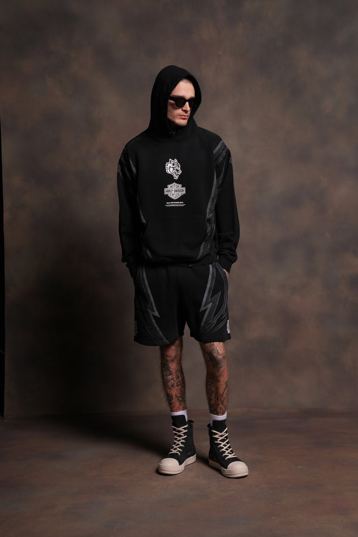 Real Recognize Real Unisex "Pierce" Hoodie in Black Drift Wash