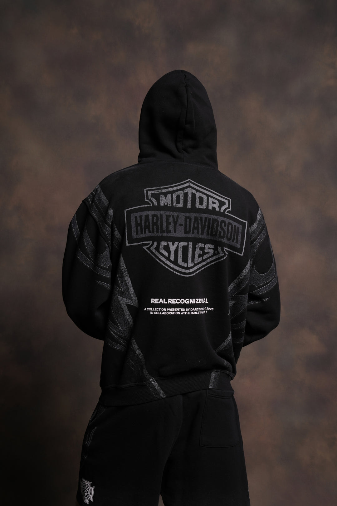 Real Recognize Real Unisex "Pierce" Hoodie in Black Drift Wash