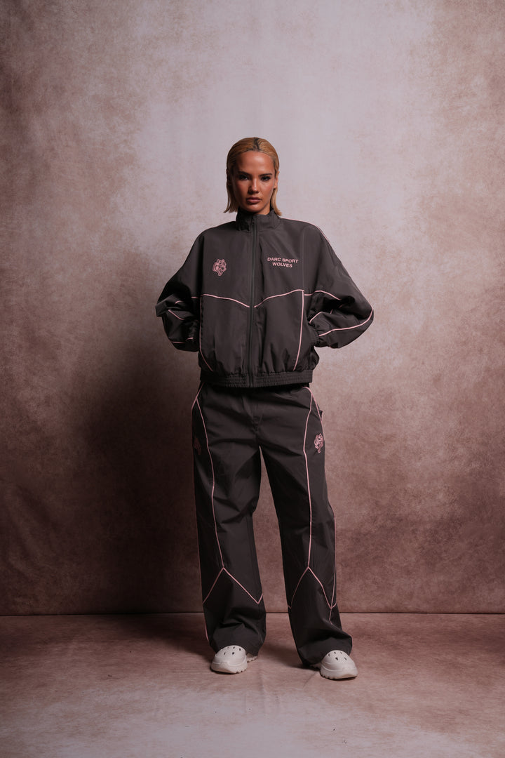 Dual Wolf Quinn Track Pants in Wolf Gray/Cherry Blossom
