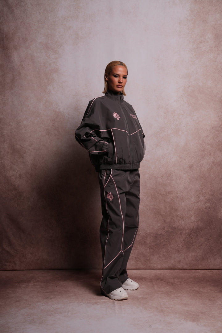 Dual Wolf Quinn Track Pants in Wolf Gray/Cherry Blossom