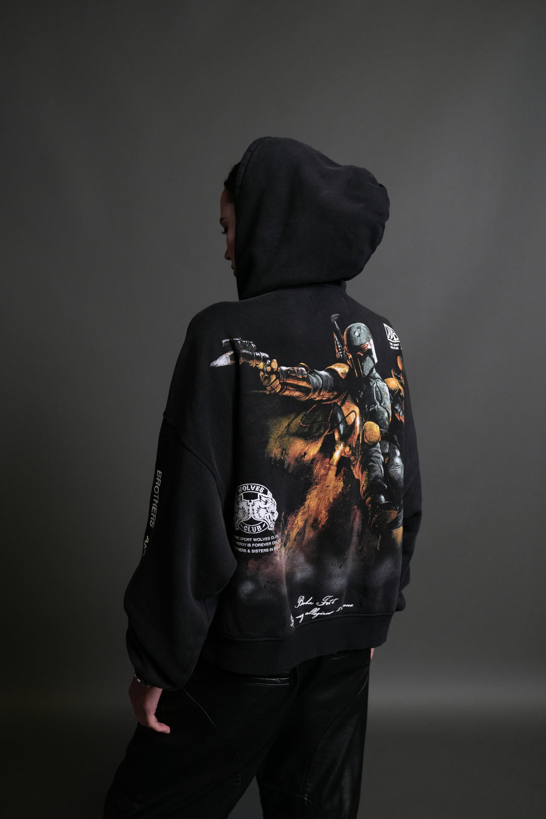 Boba Fett Vex Double Zip Hoodie in Black Drift Wash