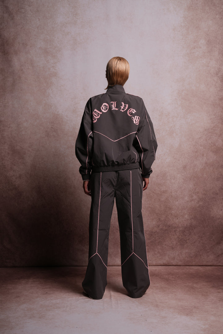 Dual Wolf Quinn Track Pants in Wolf Gray/Cherry Blossom