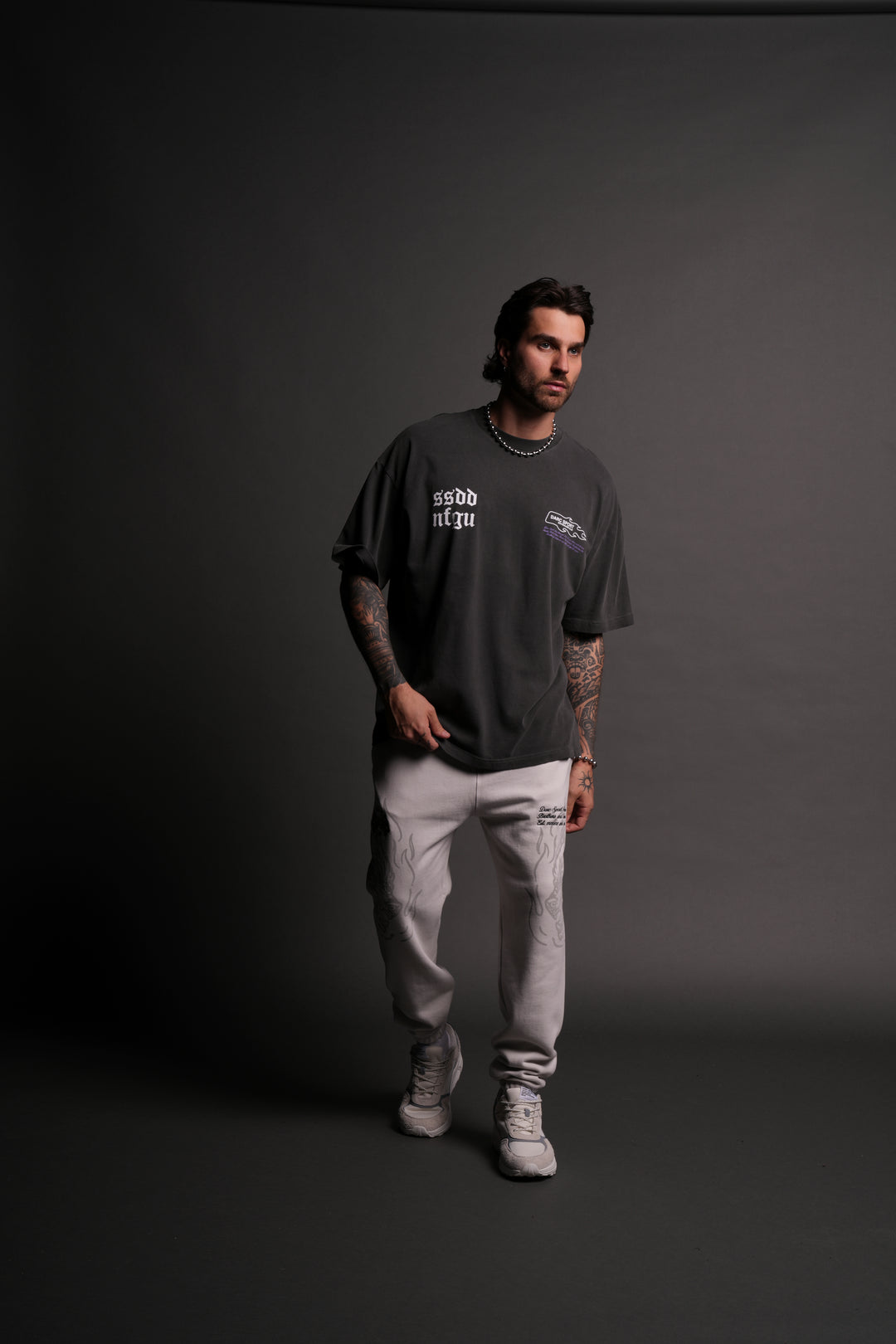 Three Wolves "Premium" Oversized Tee in Wolf Gray