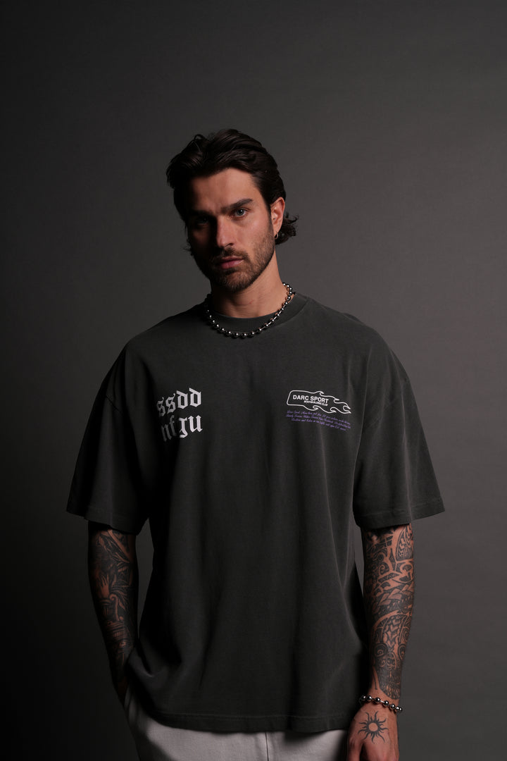 Three Wolves "Premium" Oversized Tee in Wolf Gray