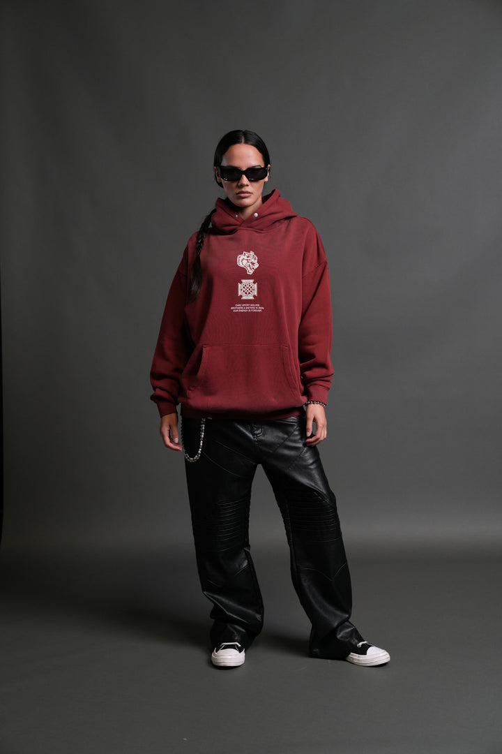 Ashes of the Dark V2 "Pierce" Hoodie in Cherry Red Drift Wash