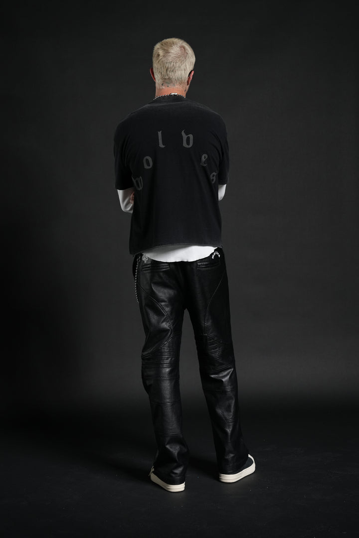 Sith Inferno Grunge Mid Length Raw Hem Tee in Black