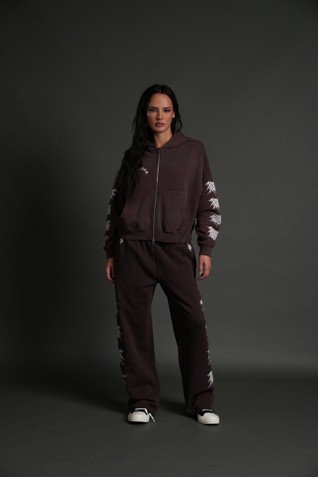 Drip Hesh Vex Double Zip Hoodie in Darc Garnet Drift Wash