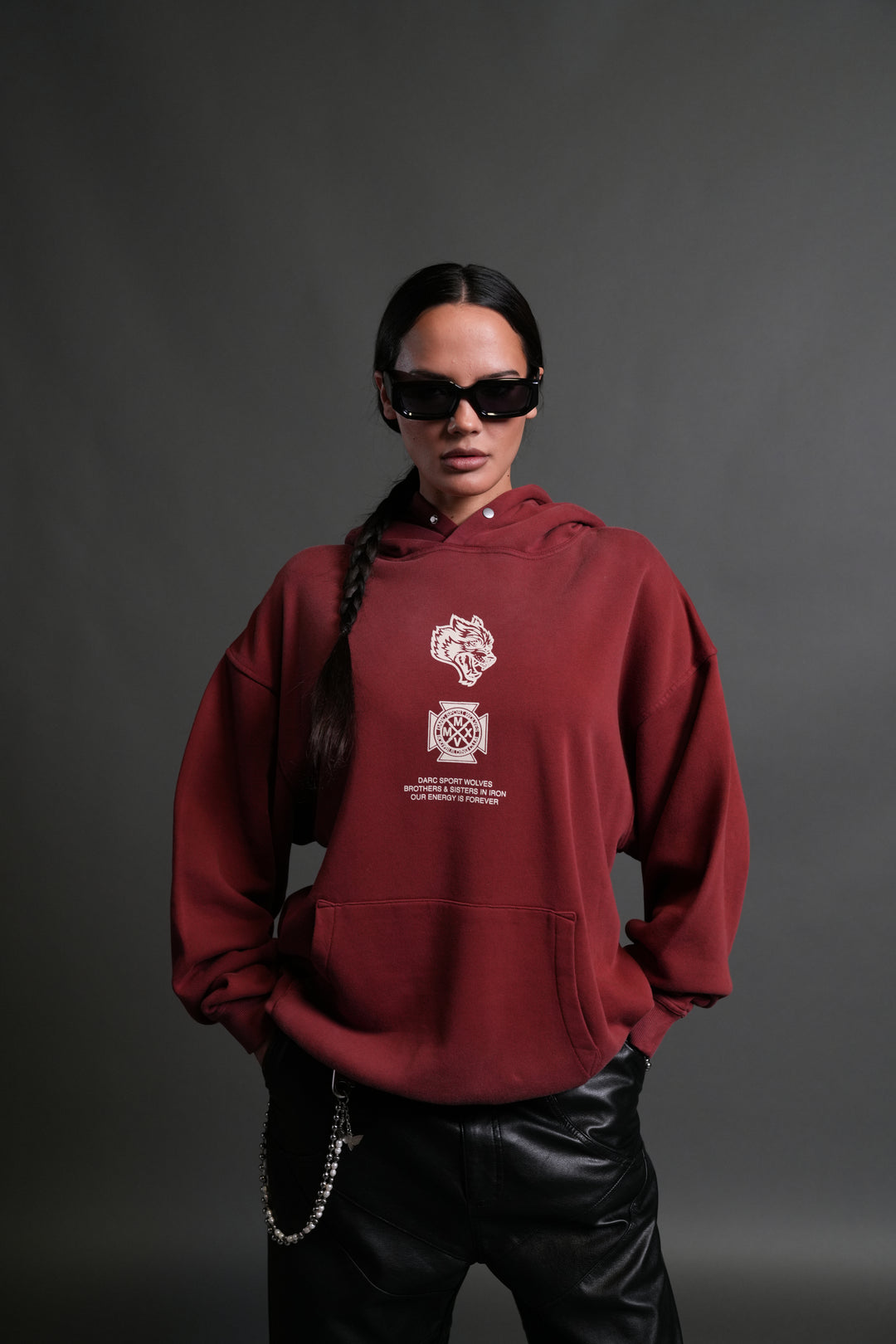 Ashes of the Dark V2 "Pierce" Hoodie in Cherry Red Drift Wash