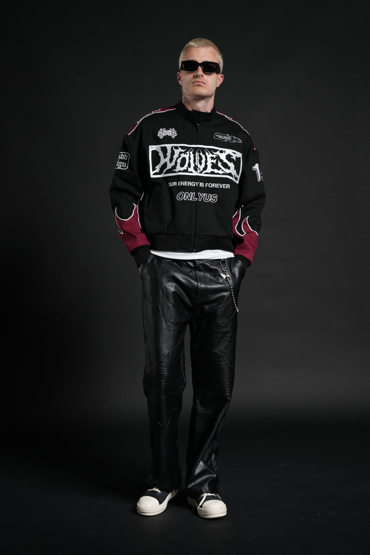 Ride The Fire V2 Gordon Racing Jacket in Black/Oxblood
