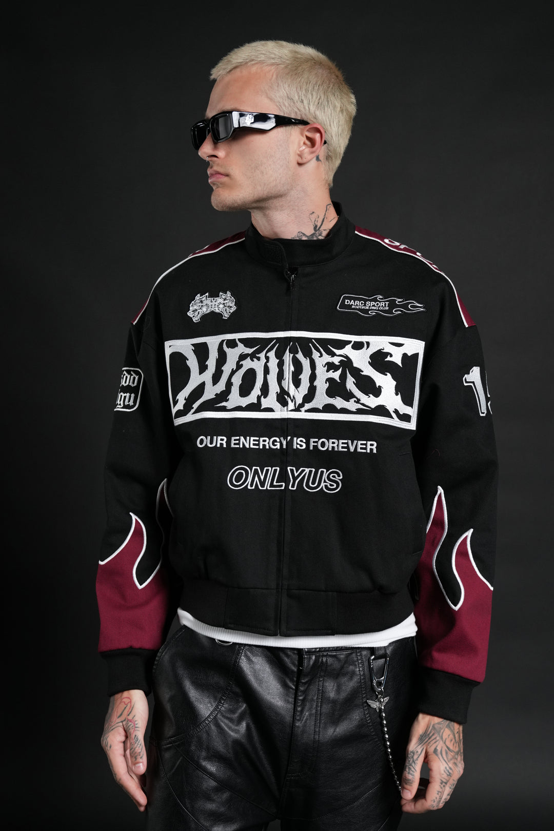 Ride The Fire V2 Gordon Racing Jacket in Black/Oxblood