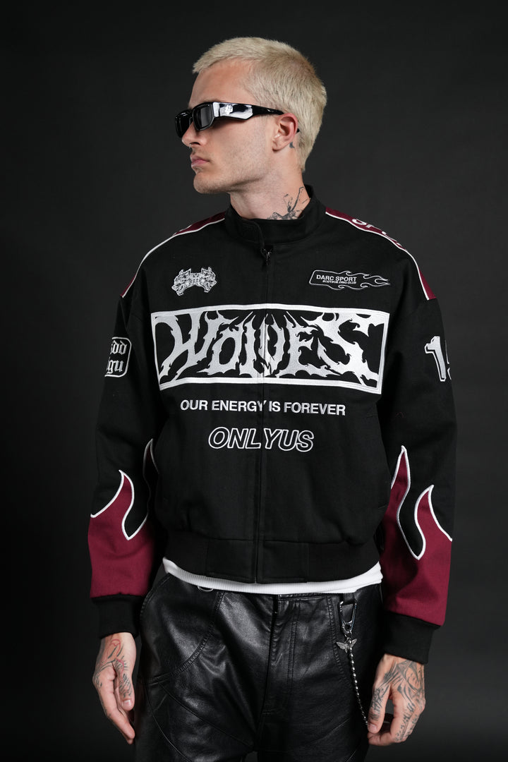 Ride The Fire V2 Gordon Racing Jacket in Black/Oxblood