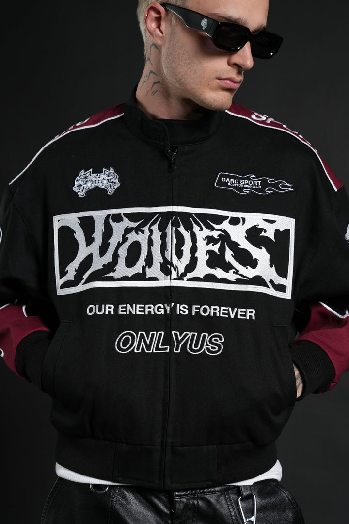 Ride The Fire V2 Gordon Racing Jacket in Black/Oxblood