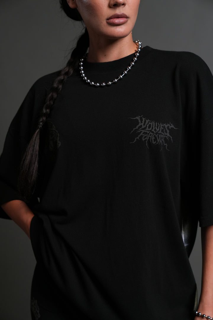 Dark Rage "Side By Side" Series Premium Oversized Tee in Black