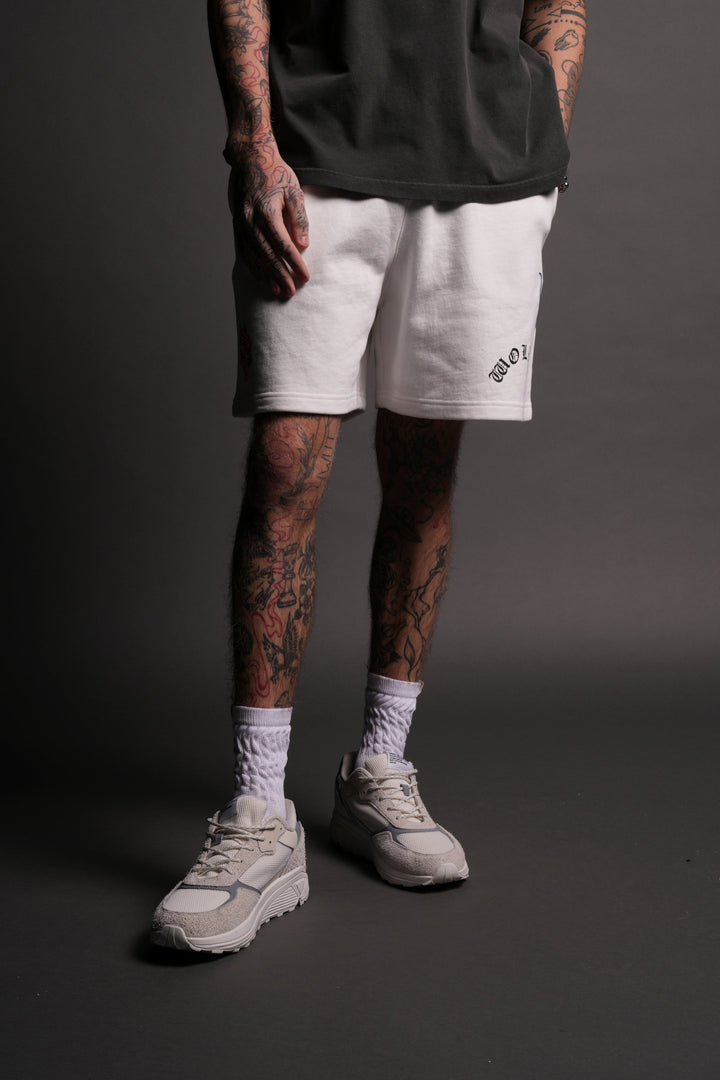 Live Or Die Oversized Post Lounge Sweat Shorts in Cream