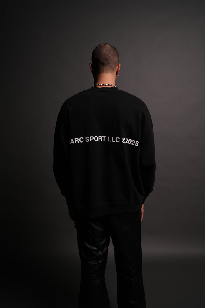 Death Wolf Grunge Oversized London Crewneck in Black