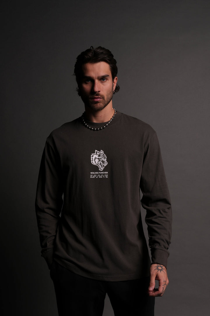 Wolves Have Your Back "Premium" L/S Tee in Wolf Gray