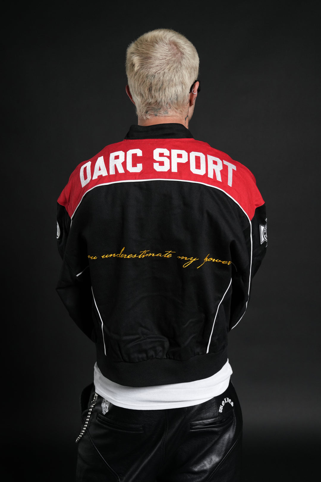 You Underestimate My Power Grit Road Racing Jacket in Black/Red