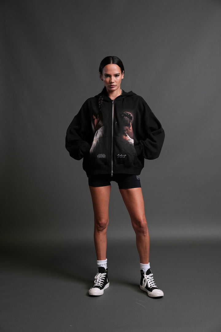 Crossed Paths Darco Double Zip Hoodie in Black