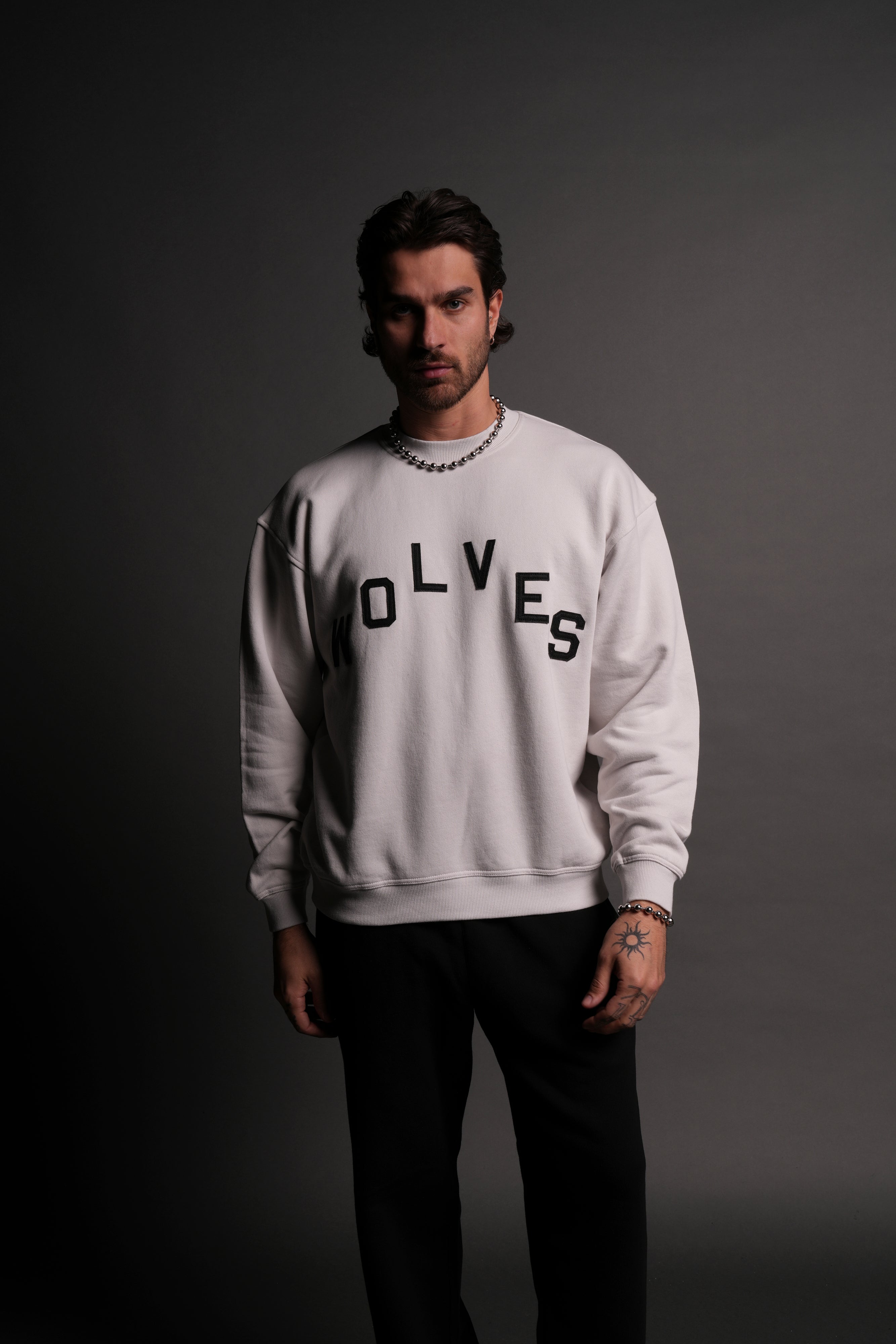 Wolves Pyramid London Crewneck in Stone