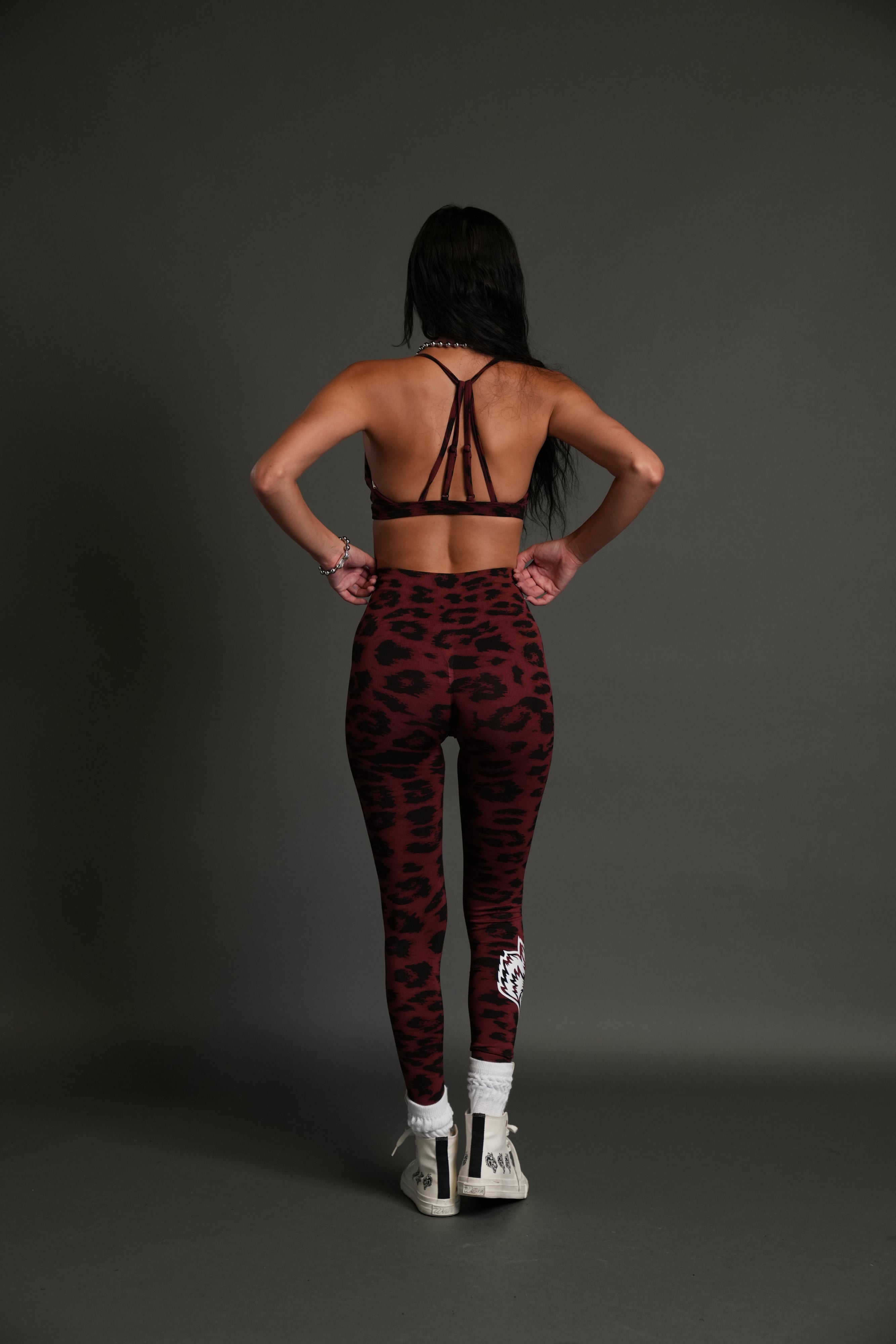 Big Wolf "Everson" Scrunch Leggings in Cherry Red Leopard