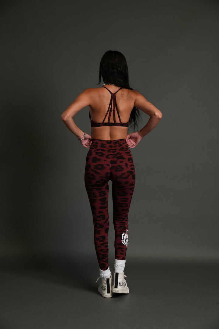 Big Wolf "Everson" Scrunch Leggings in Cherry Red Leopard