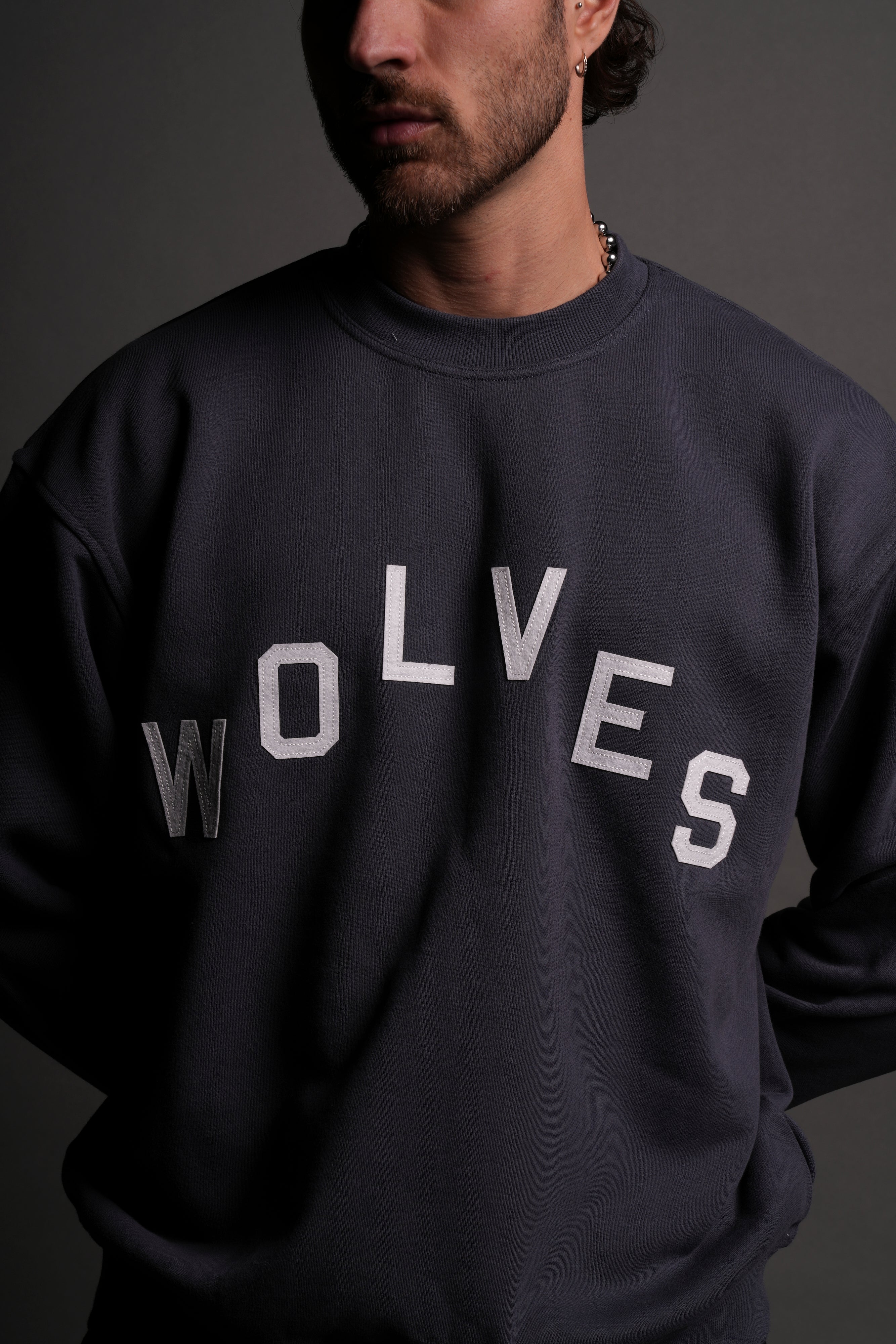 Wolves Pyramid London Crewneck in Midnight Blue