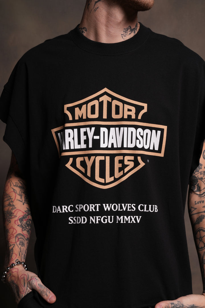 Our Clubs Grunge Cut-Off Tee in Black