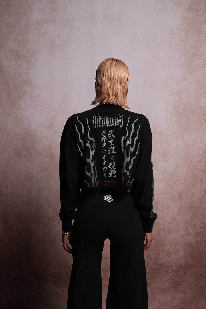 Darc Infernal "Premium" Oversized Cropped L/S Tee in Black