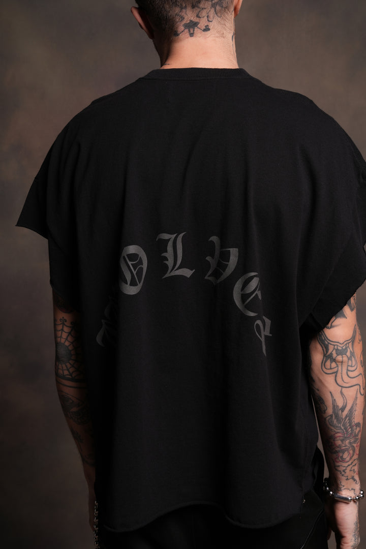 Our Clubs Grunge Cut-Off Tee in Black