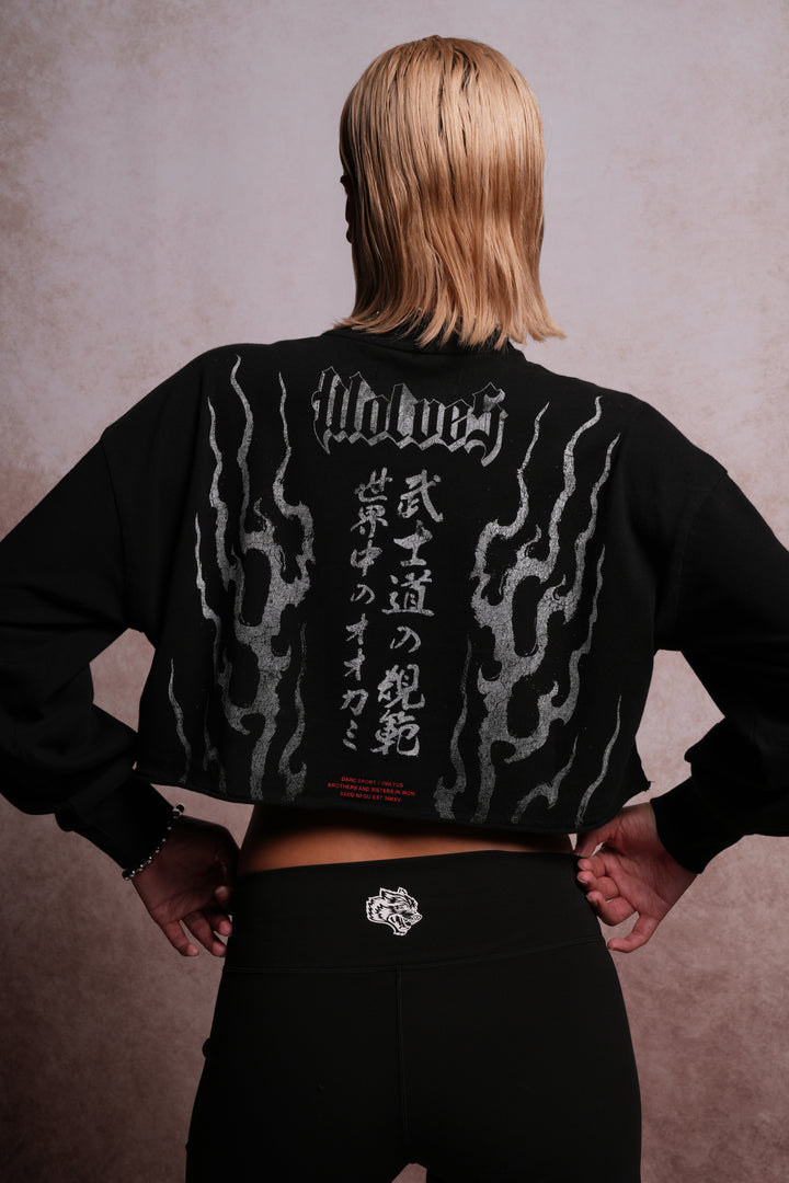 Darc Infernal "Premium" Oversized Cropped L/S Tee in Black