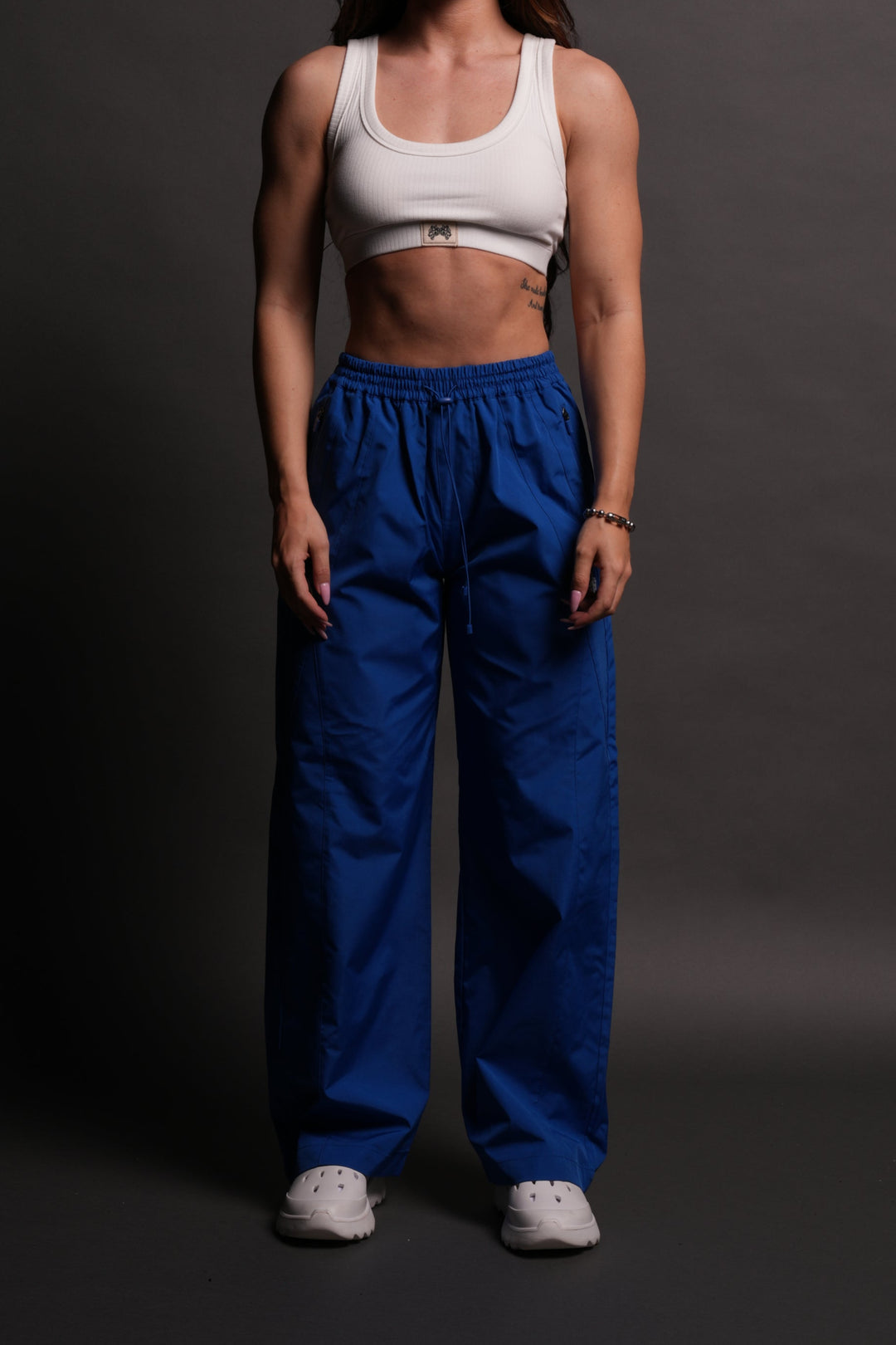Dual Wolf Chopper Brolic Unisex Track Pants in Cobalt Blue
