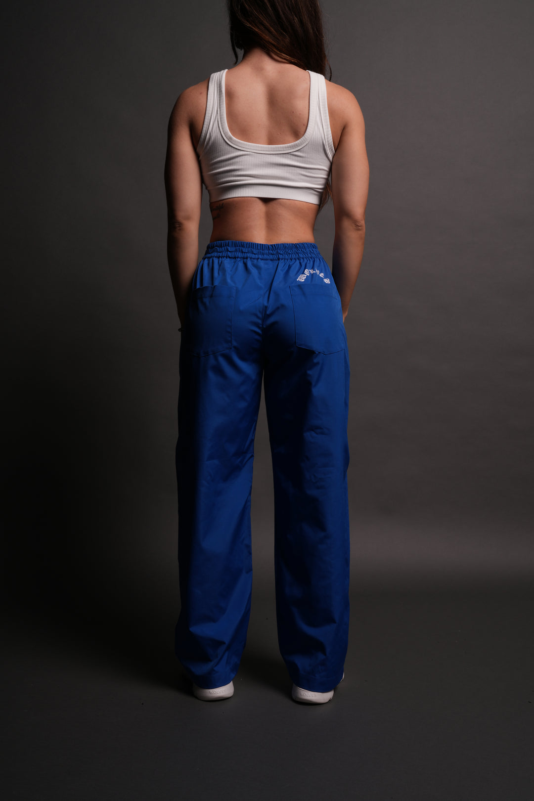 Dual Wolf Chopper Brolic Unisex Track Pants in Cobalt Blue