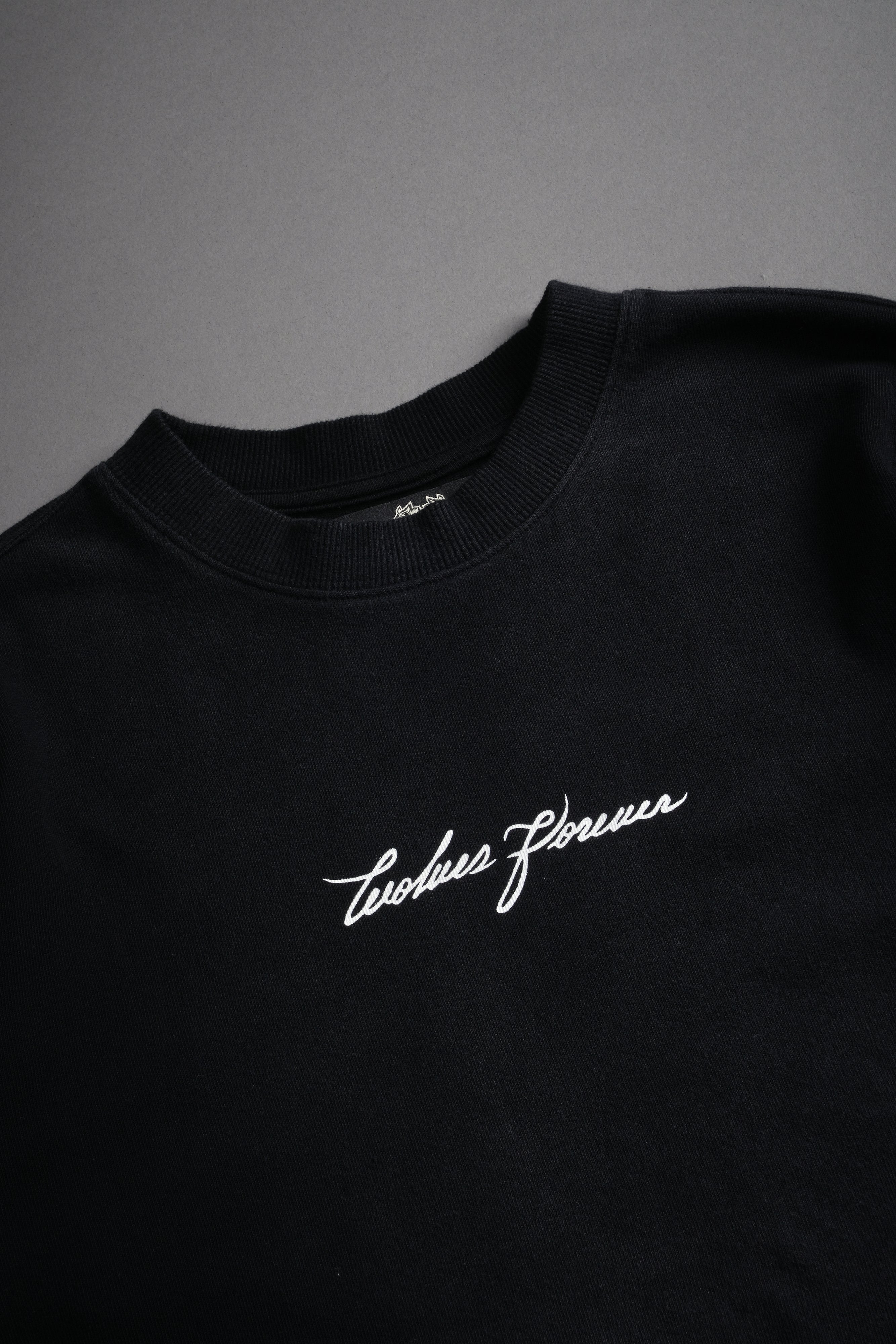 Our Script "Premium" (Cropped) Tee in Black Spine Sun Fade