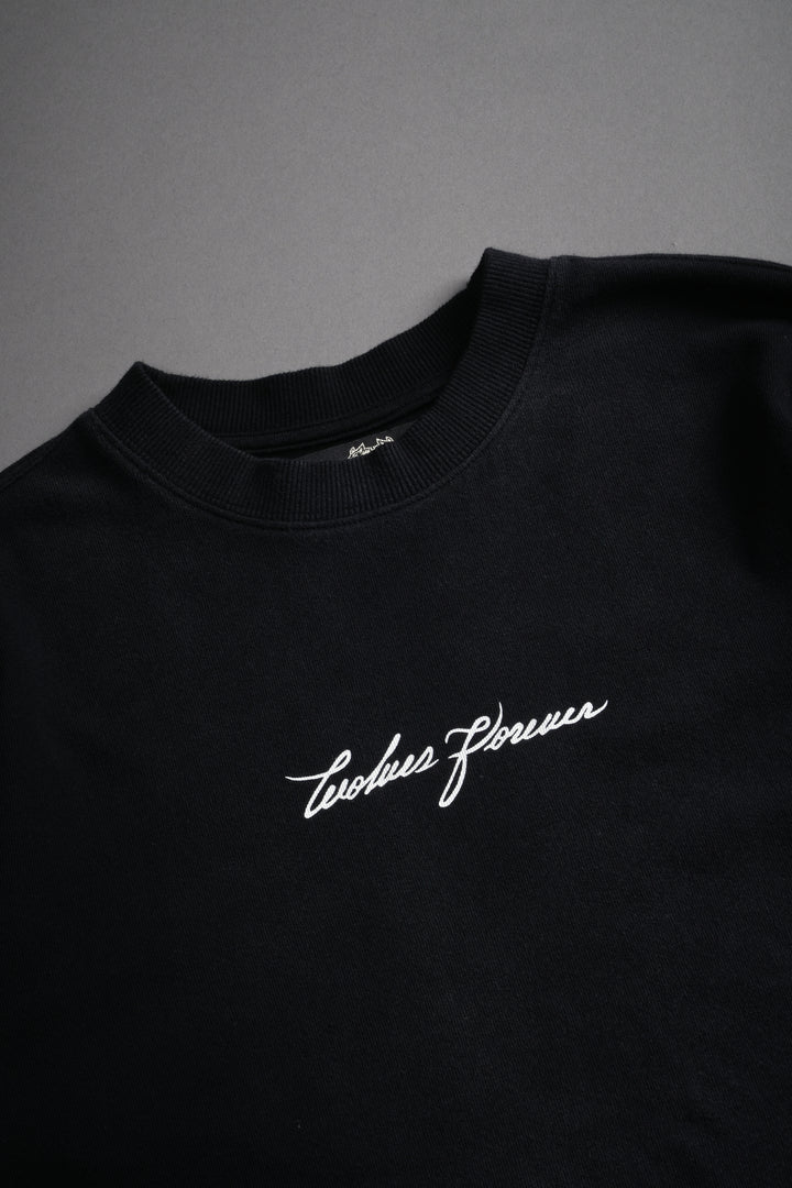 Our Script "Premium" (Cropped) Tee in Black Spine Sun Fade