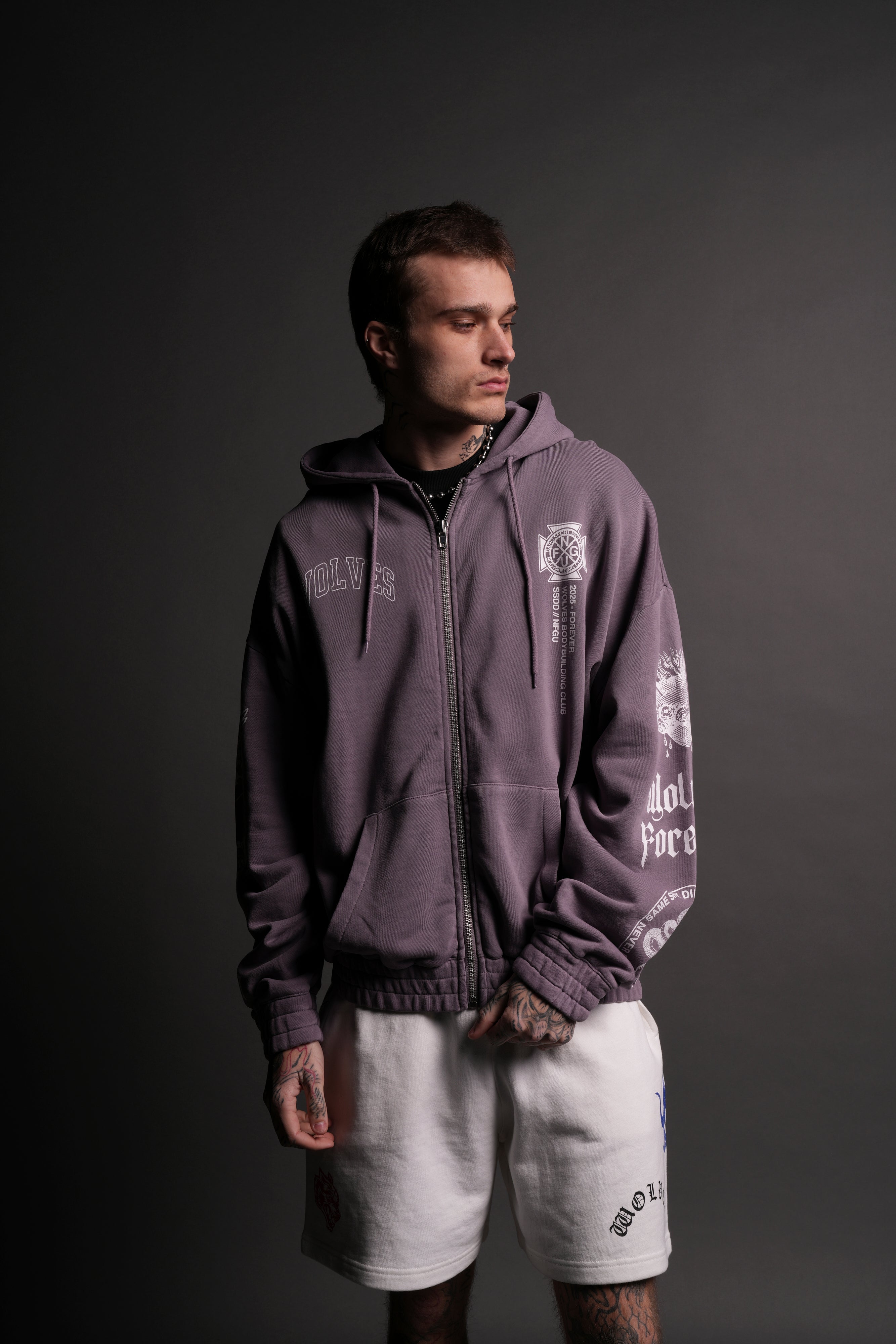 On Our Sleeve "Chambers" Zip Hoodie in Plum