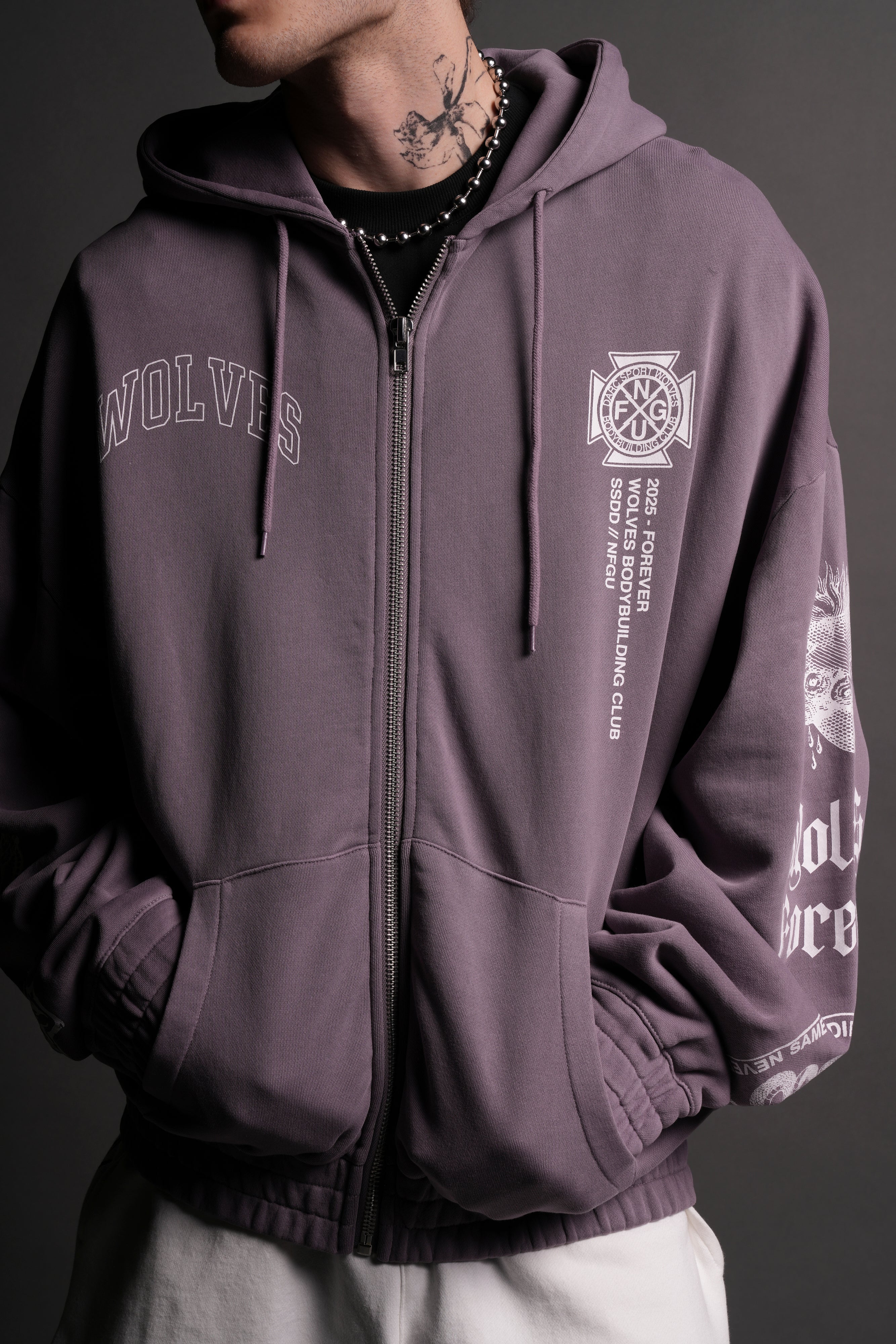 On Our Sleeve "Chambers" Zip Hoodie in Plum