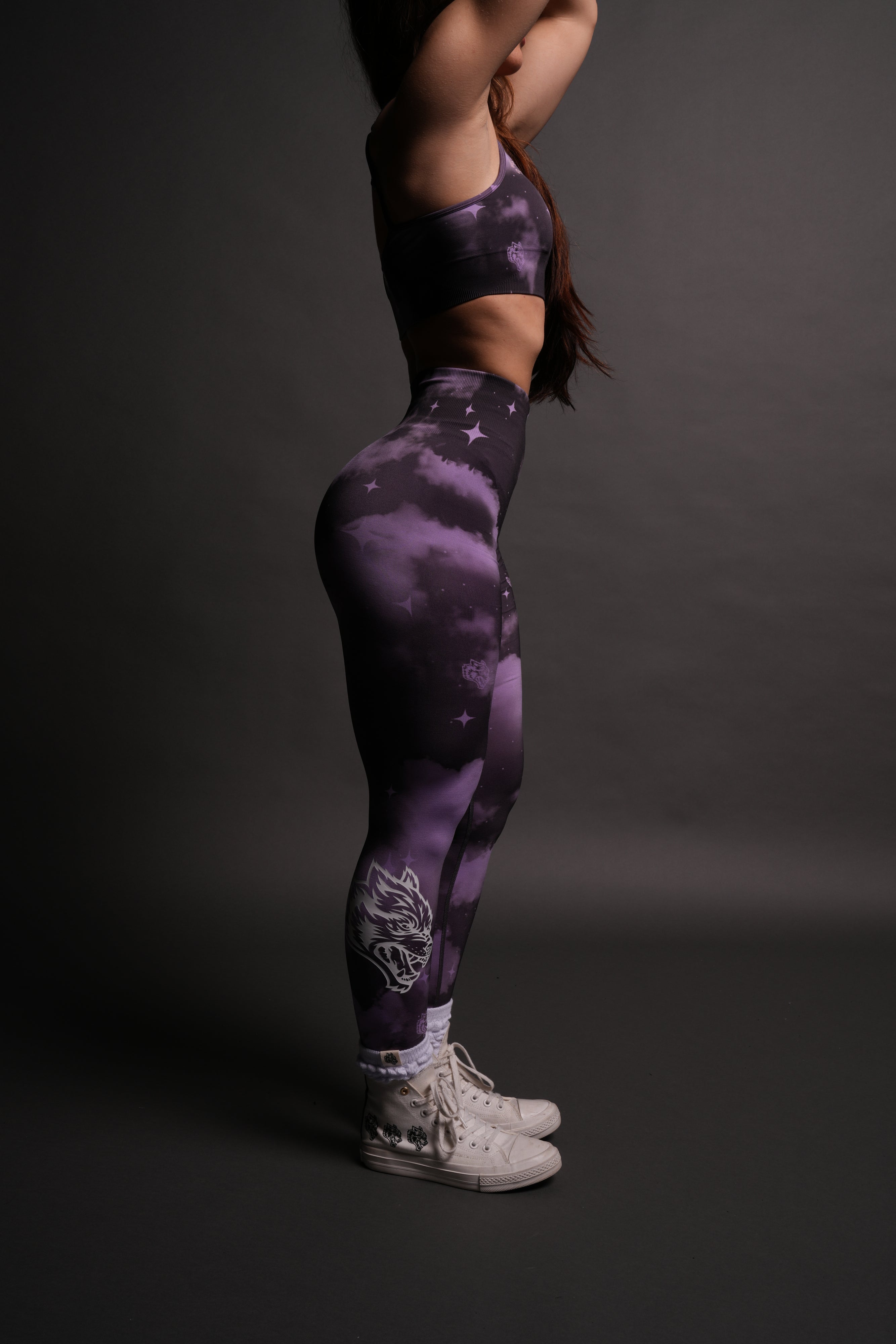 Wolves Gym V2 "Everson Seamless" Scrunch Leggings in Purple Desert Night Sky