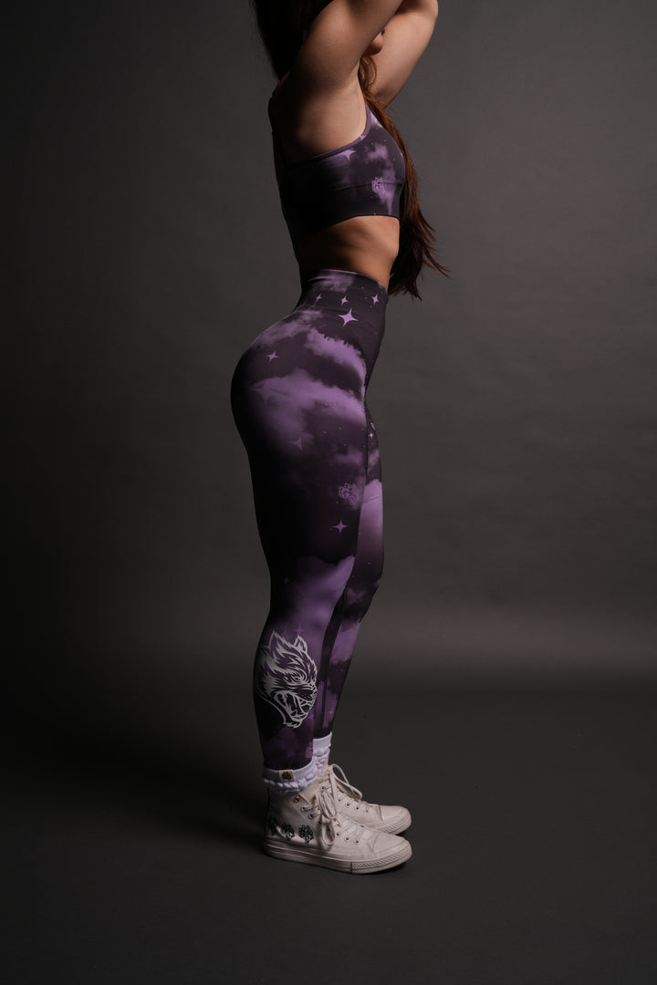 Wolves Gym V2 "Everson Seamless" Scrunch Leggings in Purple Desert Night Sky