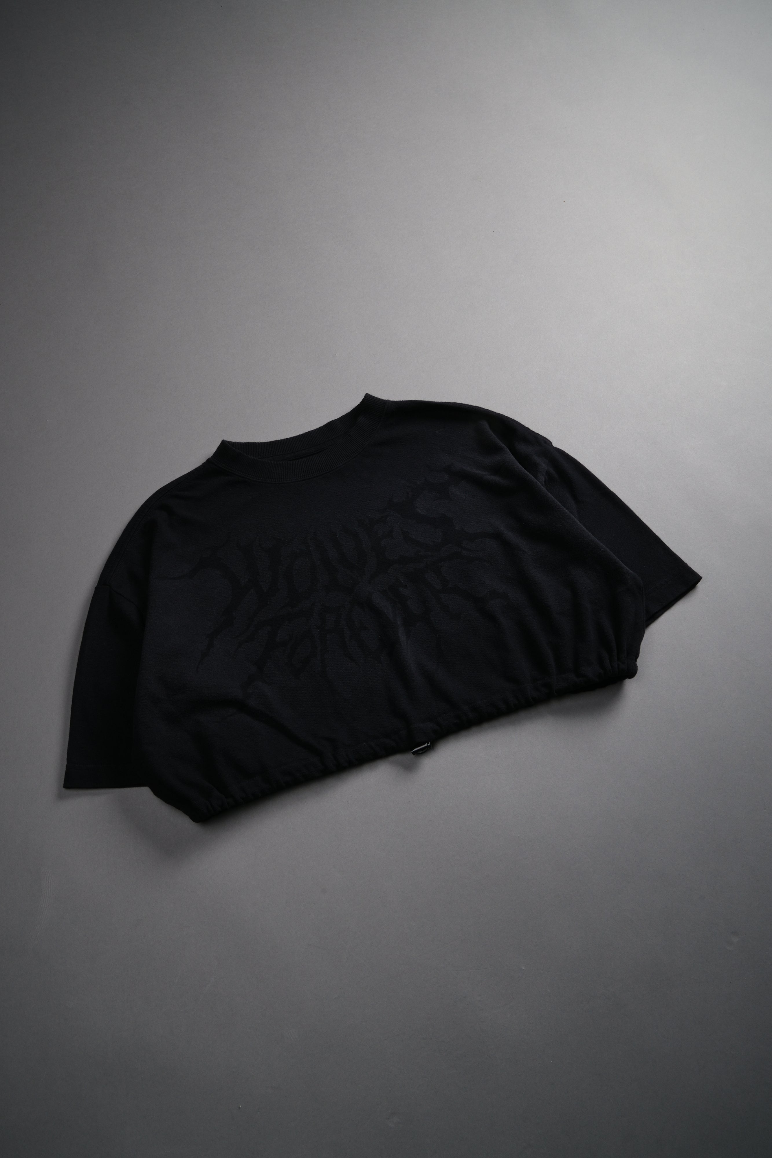 Forged From Iron Bungee Cropped Tee in Black Horizon Sun Fade