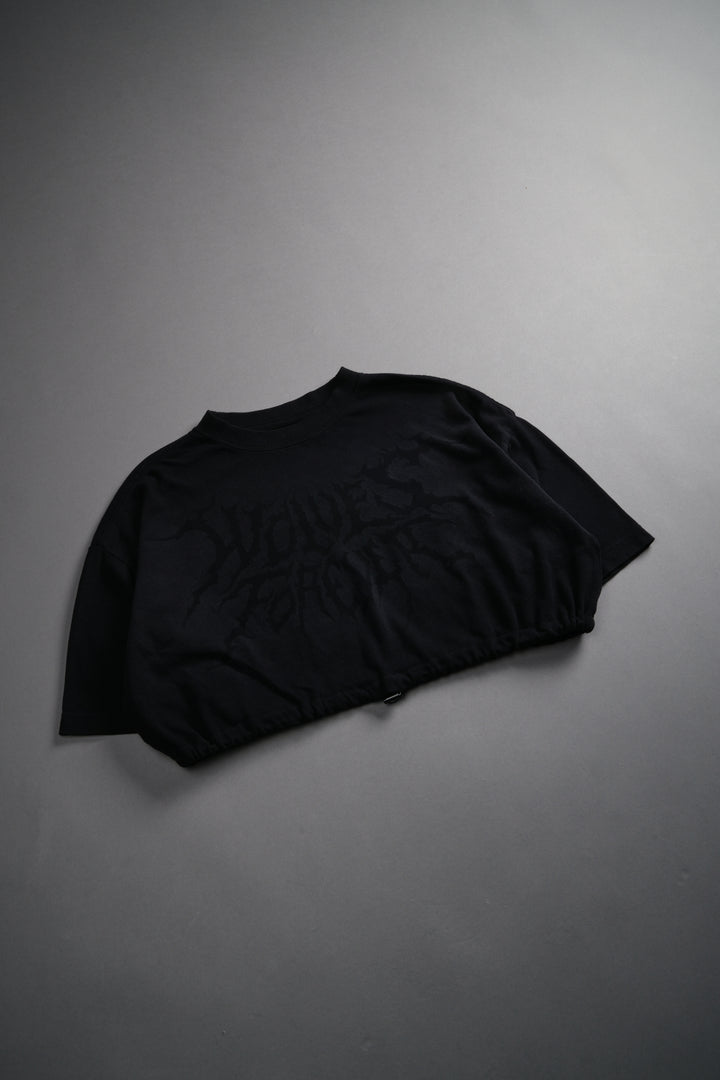 Forged From Iron Bungee Cropped Tee in Black Horizon Sun Fade