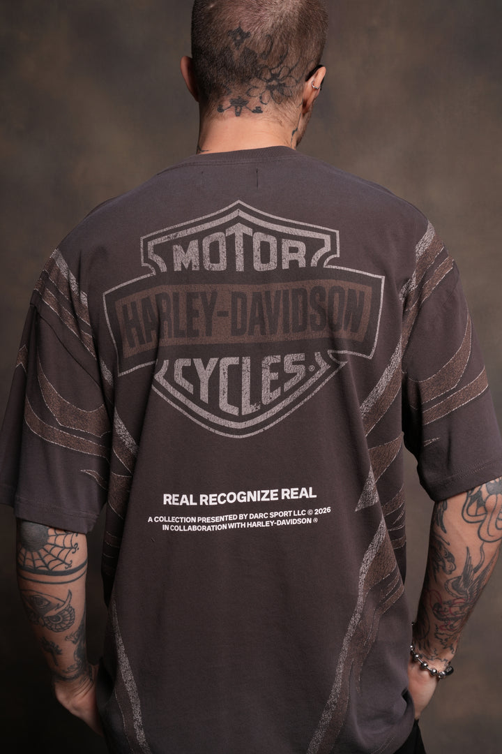 Real Recognize Real Unisex Premium Oversized Tee in Darc Brown Drift Wash