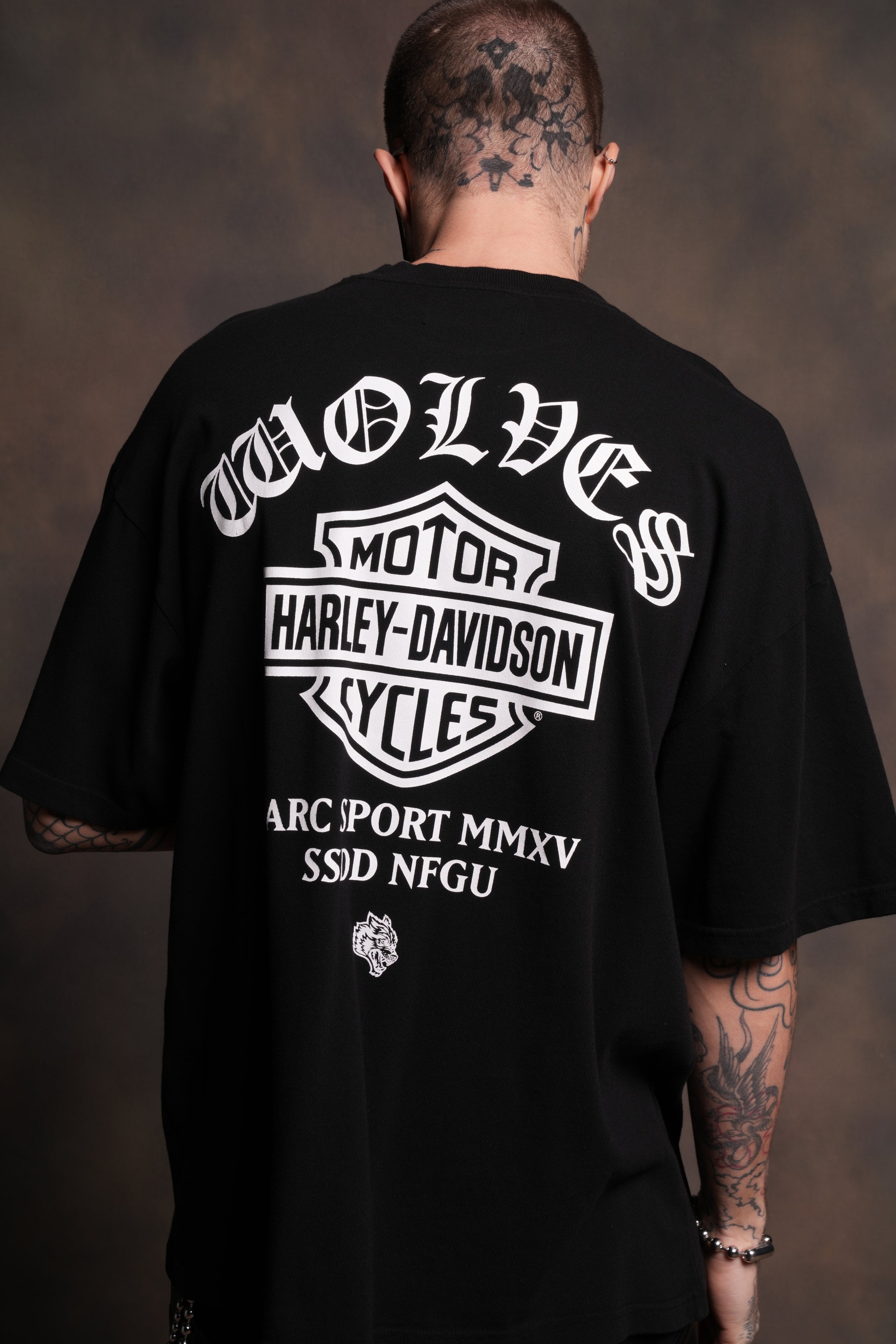 Harley-Davidson Wolves "Premium" Oversized Tee in Black