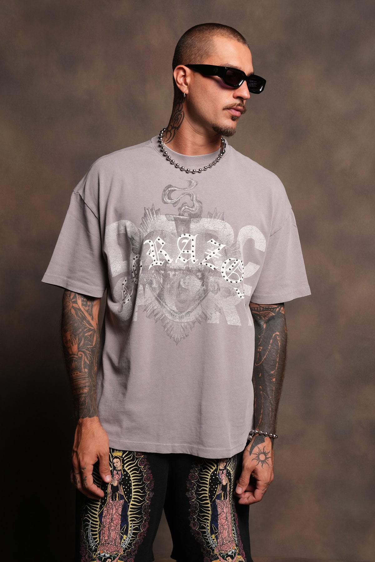 Ds Corazon Premium Oversized Tee In Pale Gray