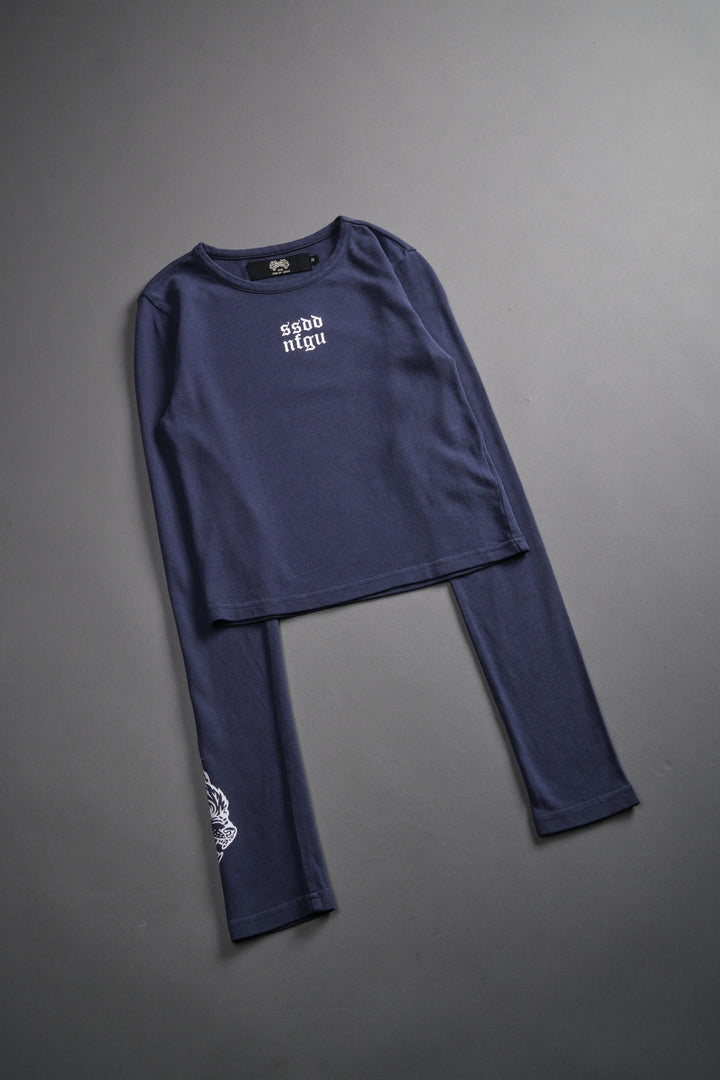 Moth Kanji L/S "Baby" Tee in Denim