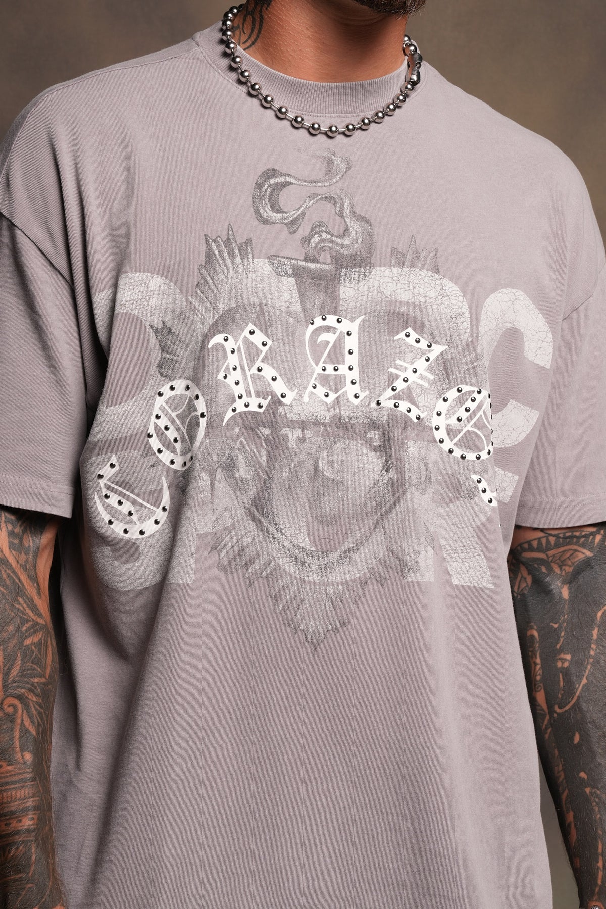 Ds Corazon Premium Oversized Tee In Pale Gray