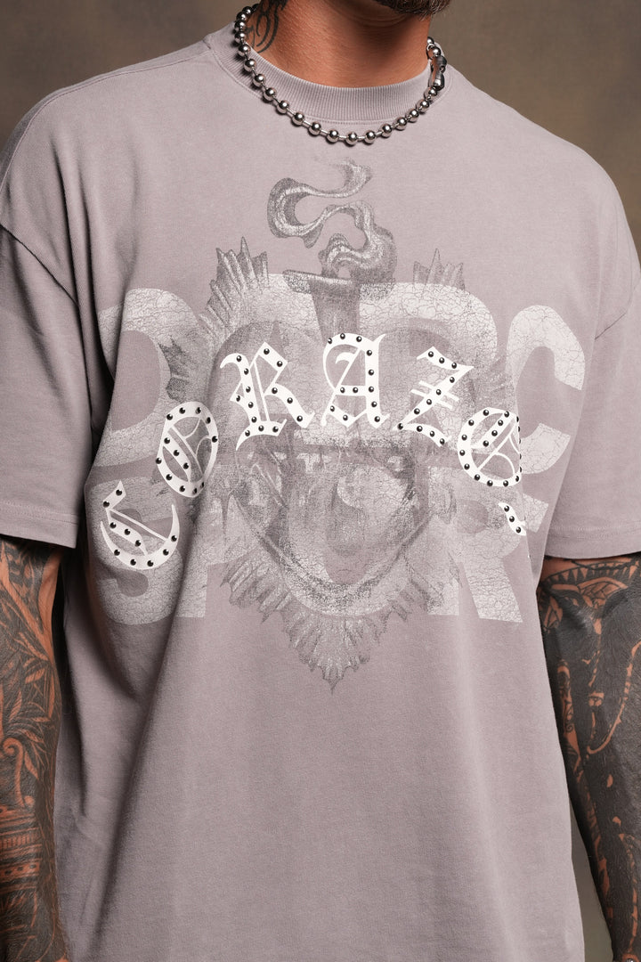 Ds Corazon Premium Oversized Tee In Pale Gray