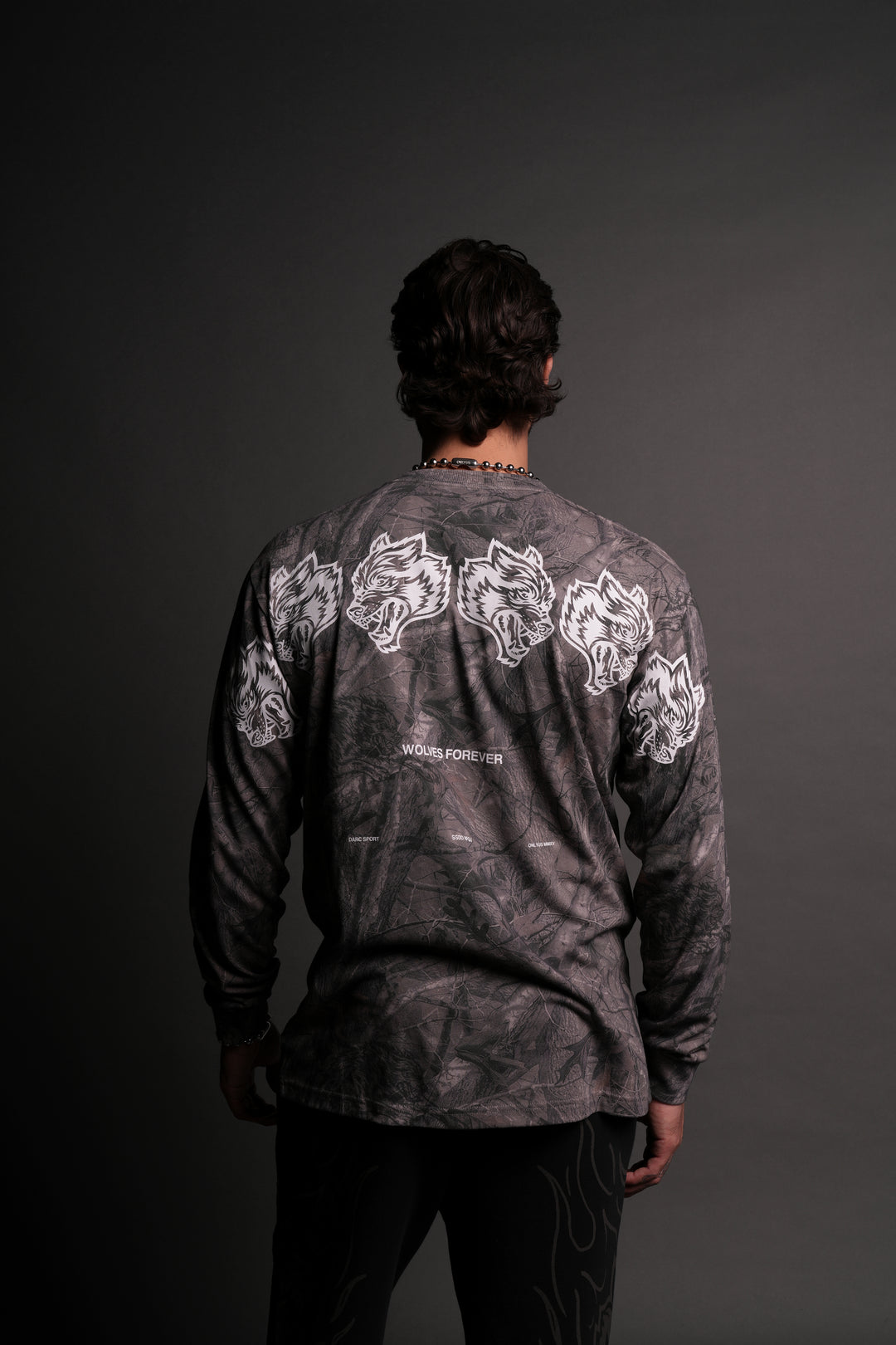 Wolves Have Your Back "Premium" L/S Tee in Driftwood Wolf Forest Camo